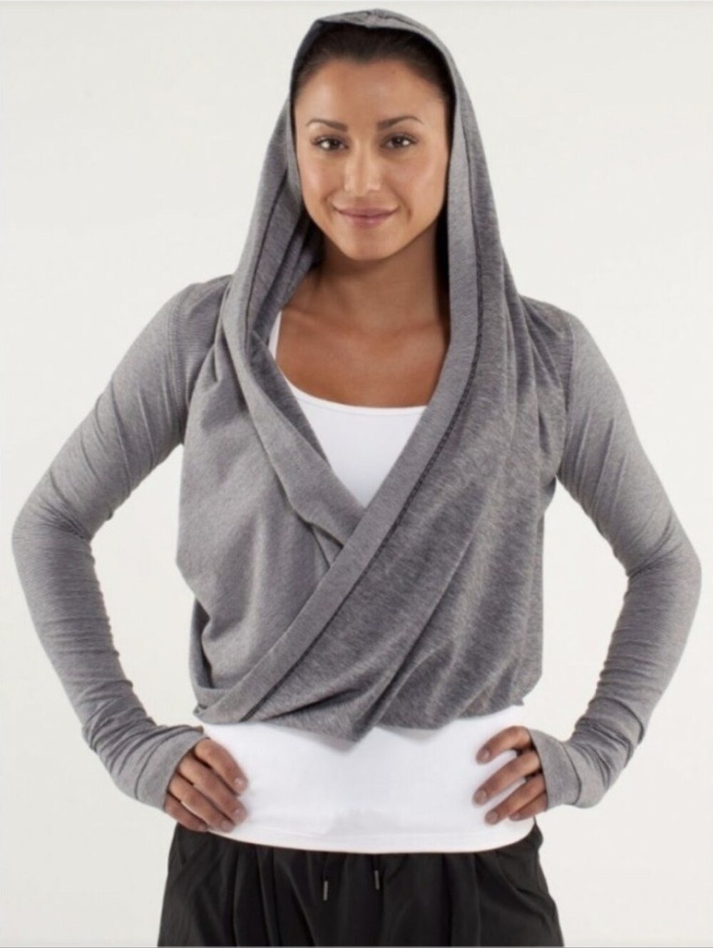 Lululemon Iconic Wrap Cardigan Hooded Sweater – Heathered Oatmeal / Tan – Size 1